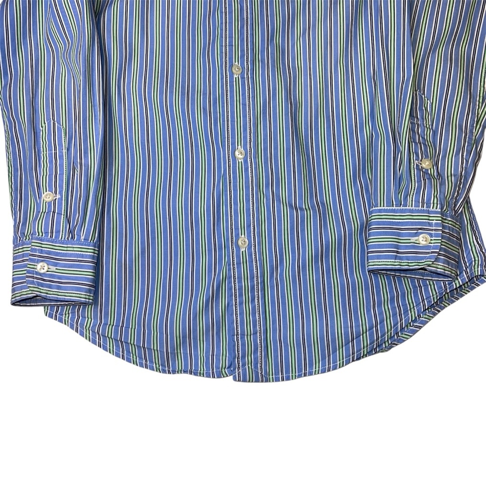 Polo Ralph Lauren Button-Down Dress Shirt Boys Sz 6 Vertical Stripes Blue Green - Picture 5 of 7